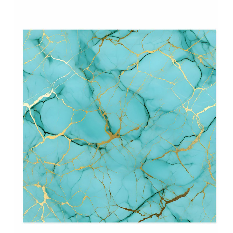 «Abstract Cyan Abstract Geode Crystal Dream I», reproduction d'art moderne sans cadre, H 24 po x l 24 po