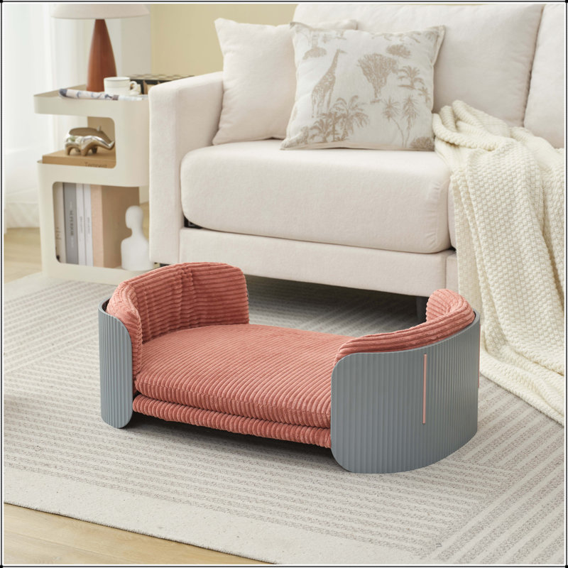 Lit pour animaux de compagnie, Chats gris / roses, H 10,23 po x l 33,46 po x P 20,07 po