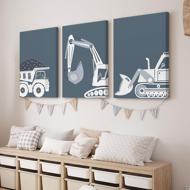 3 Piece Wrapped Canvas Print, Blue