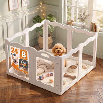 Clear Acrylic Dog Playpen Modular Indoor Puppy Exercise Pen with ,Non-Slip Base  for Everyday Pet Care