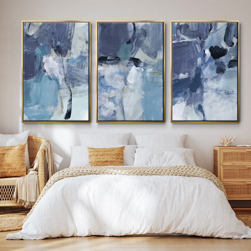 «Paper Scene I», ensemble de 3 pièces encadrées sur toile, Or, H 40 po x l 78 po