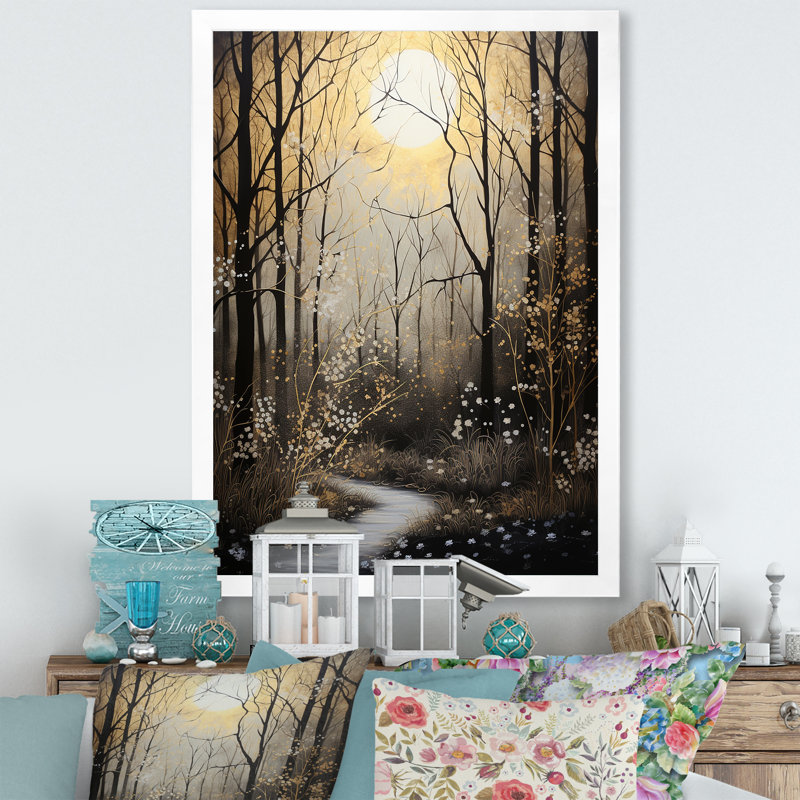 «Forest Tree Monochrone Moonlit Shadows II», reproduction d'art sur toile traditionnelle, H 32 po x l 16 po x P 1 po