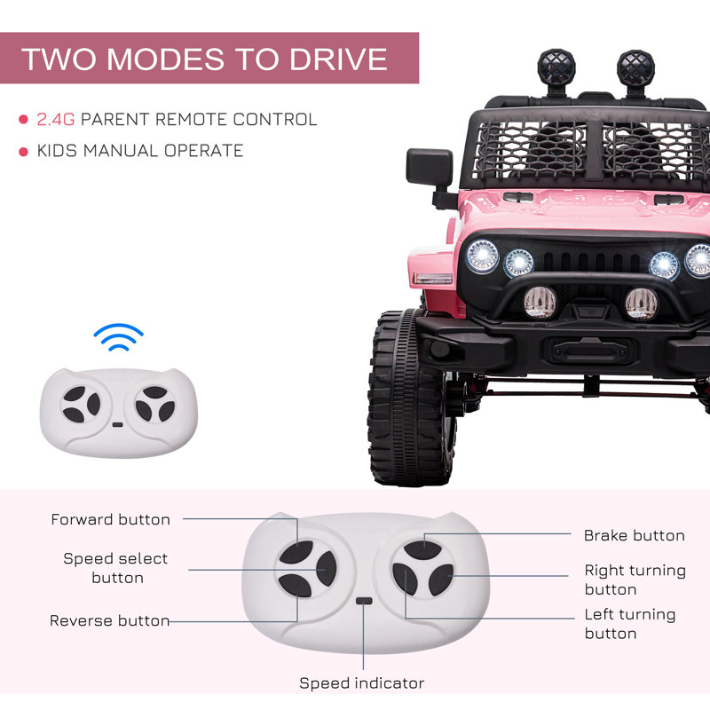 Pink 12-Volt Kids Electric Off-Road Truck with Remote Control