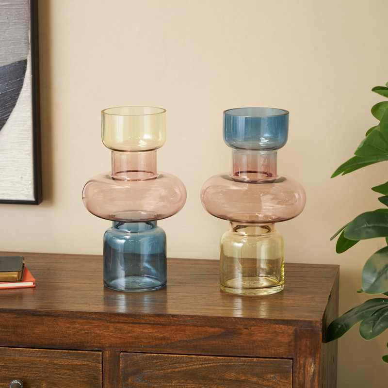 Ensemble de vases en verre multicolore
