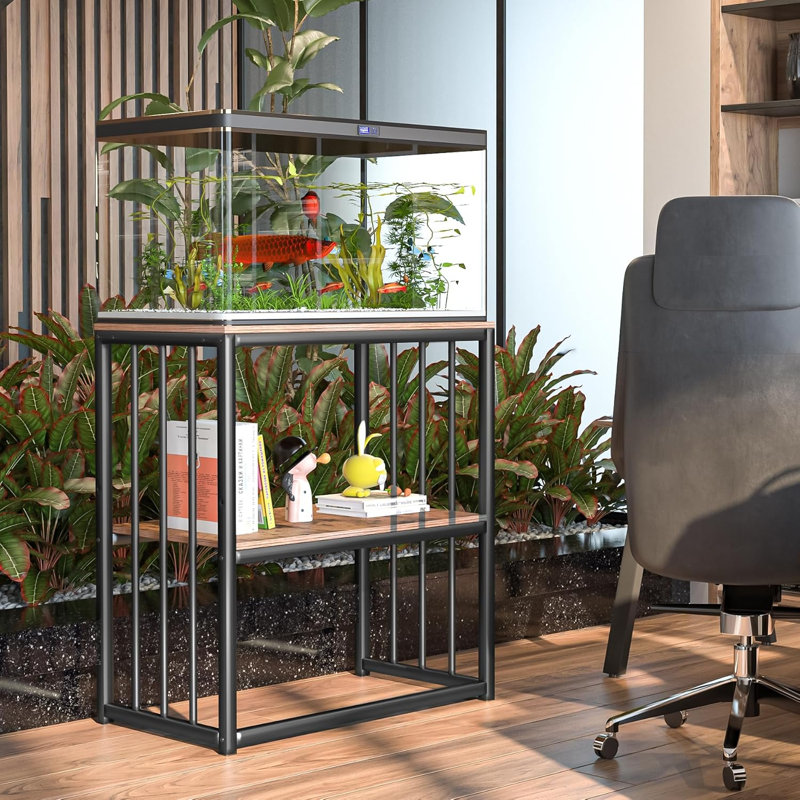 Support d'aquarium réglable de 20 à 29 gallons - support d'aquarium en métal à 2 niveaux avec tablette pour accessoires d'aquarium et terrariums de tortues reptiles (réservoir non inclus)