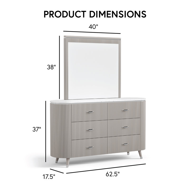 Cavin 6-Drawer Dresser With Mirror