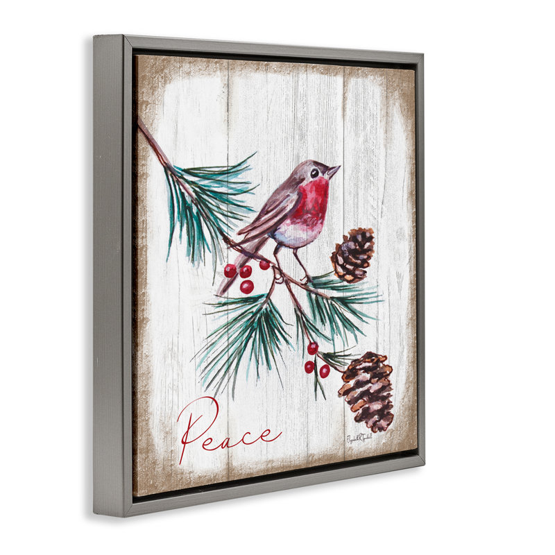 «Rustic Bird» par Elizabeth Tyndall, H 18 po x l 18 po, Cadre flottant gris lustré