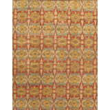 Hand Knotted Wool Ikat Area Rug in Brown/Red/Yellow