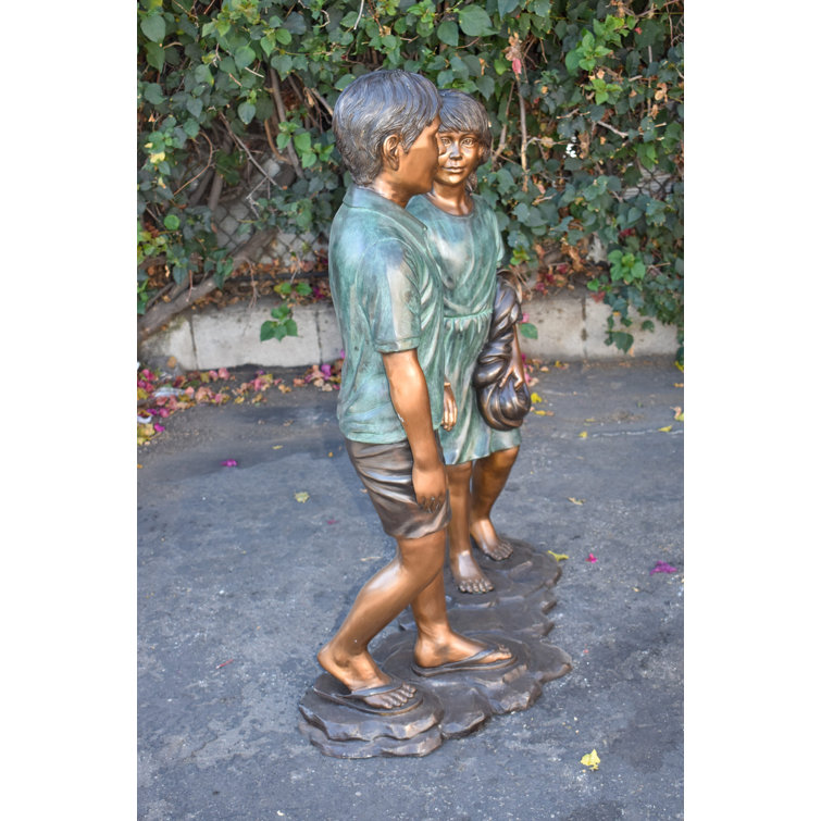 Outdoor Garden Decor Modern Life Size Metal Bronze Girl Boy Fishing Statue  - China Bronze Casting and Fishing Statue price