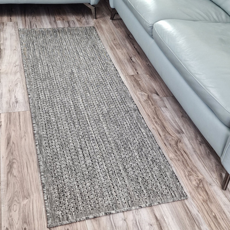 Non Slip Plain Solid Rug Flat Weave Kitchen Living Room Carpet, Grey, Rectangle 60 x 180 cm