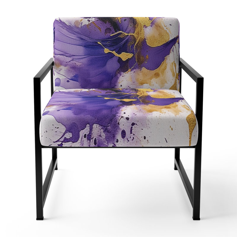 Chaise d'appoint rembourrée abstraite mauve et mauve Splash, Noir