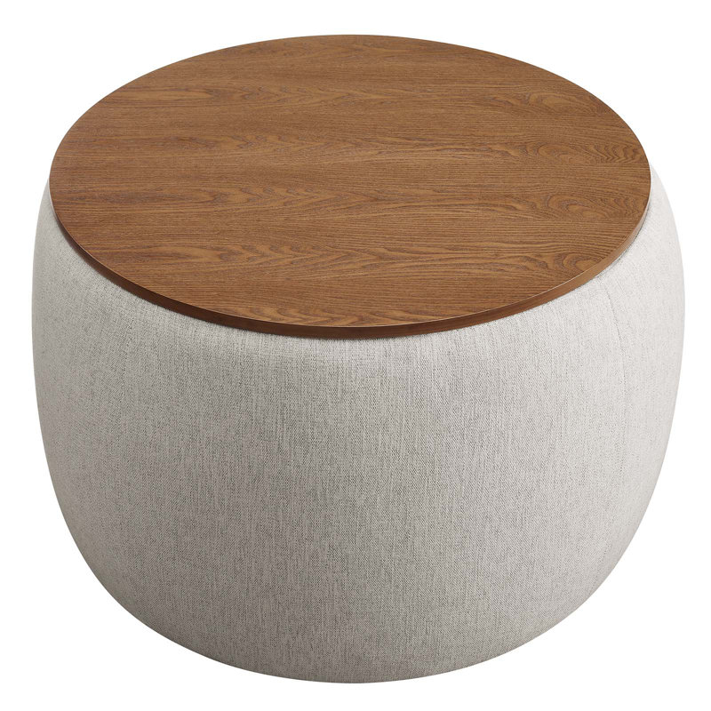 Repose-pieds rond avec rangement 26 po Modway Perla, Tissu ivoire