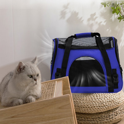 Sac de transport en maille souple pour petits animaux de compagnie, 16,14 x 12,2 x 9,45 pouces, bleu