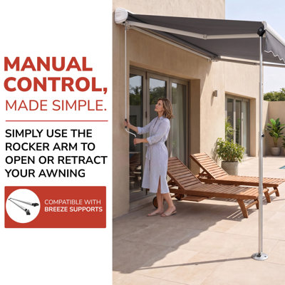 Awntech Key West Manual Retractable Awning, 10' x 8', Burlap Sack