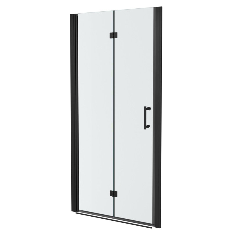 30"W x 72"H Fold Frameless Shower Door, Matte Black