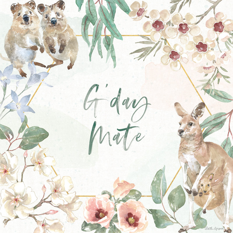 «Aussie Love III» par Beth Grove - reproduction d'art sur toile tendue, White Single Picture Framed, Non