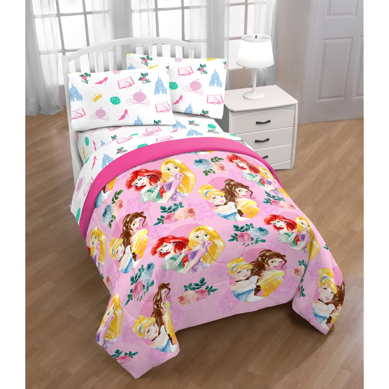 Disney Princess Polyester Comforter, Twin Comforter + 3 Additional Pieces