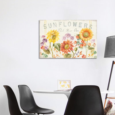 Floursack Autumn IX Sunflowers by Danhui Nai - Wrapped Canvas Print