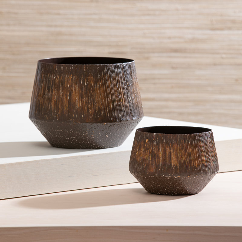 Jardinière en métal texturé rouille, ensemble de 2