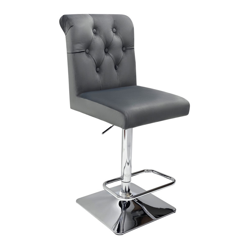 Segarra Swivel Upholstered Adjustable Height Counter Stool with Metal Frame, Grey 