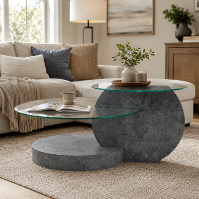 Table basse gigogne luxueuse 35,4 po avec 3 tablettes de rangement