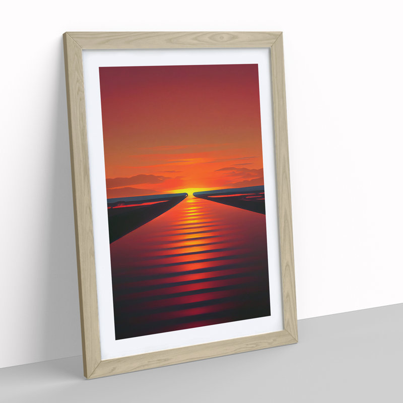 Boundless Sunset View - Wall Art, 36cm H x 27cm W x 2cm D, Oak Framed, White