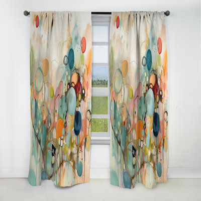Pink Blue Minimalism Fluidity I - Minimalism Curtain - Blackout Abstract Curtain - 1 Panels