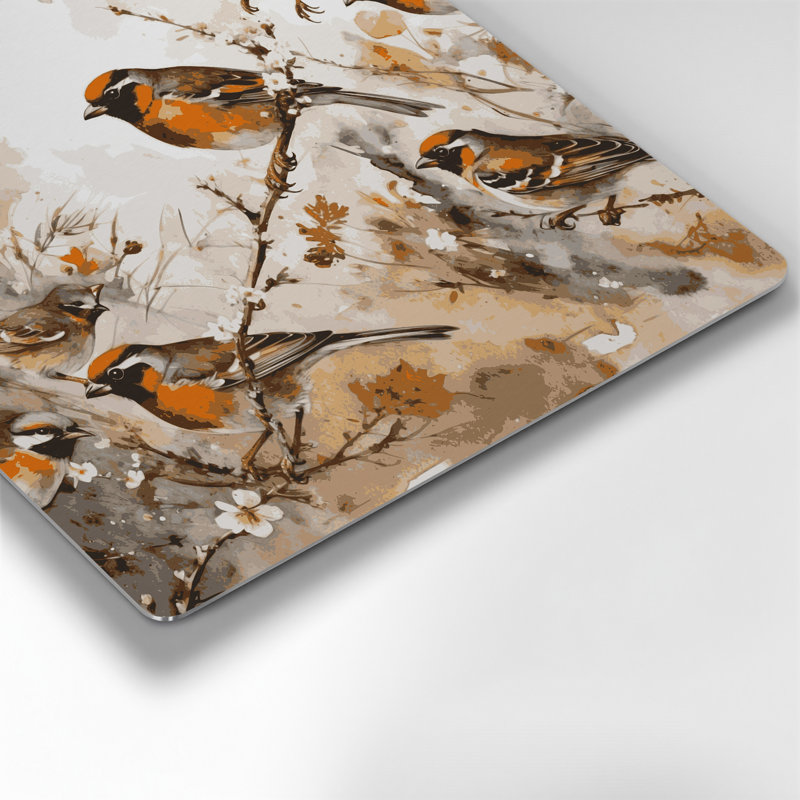 Oiseau en métal beige, H 12 po x l 12 po