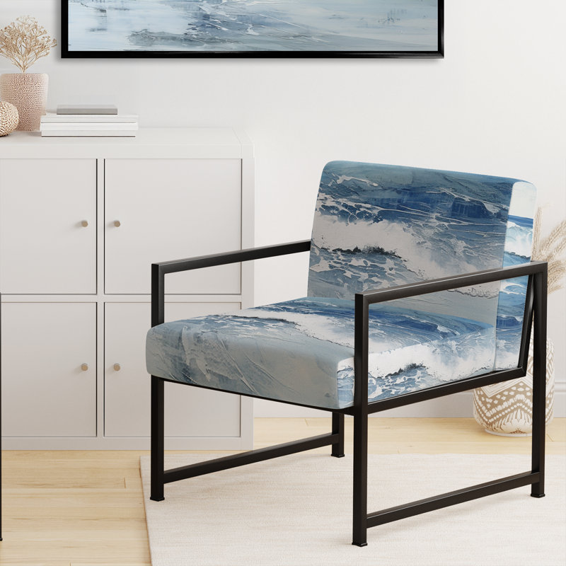 Chaise d'appoint rembourrée Soft Color Minimal Beach Wave, Noir