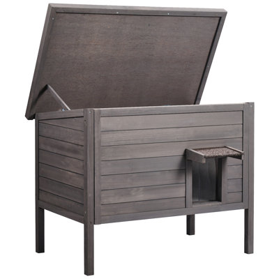Abri pour chat extérieur en bois avec toit et volets de porte en PVC
