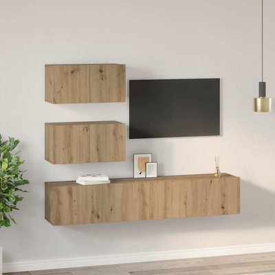 TV Cabinet Set 4 Pcs 100 X 30 X 30 Cm Engineered Wood
