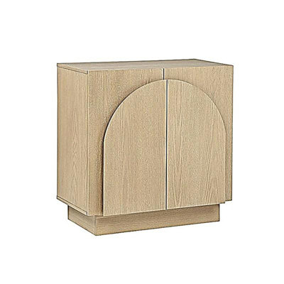 Buffet Mid-Century moderne en bois de chêne, armoire de rangement en bois pour le salon avec portes arquées, armoire de rangement en chêne pour cuisine ou salon, chêne clair