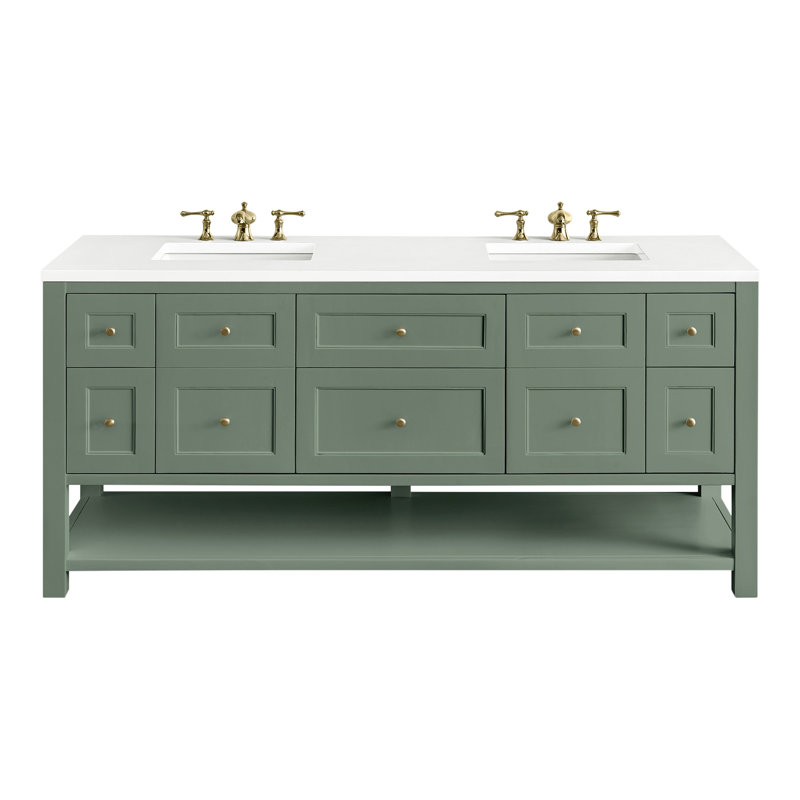 Breckenridge 72'' W Double Vanity, Smokey Celadon, White Zeus, 8" Widespread