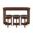 Cherry Finish Solid Wood 4-Piece Bar Set with 3 Upholstered Stools, Space-Saving Rectangle Counter Height Dining Table