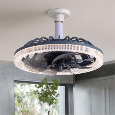 12-Inch Lighted Modern Adjustable Iris Circle Ceiling Fan With Remote Control, 4 Speeds