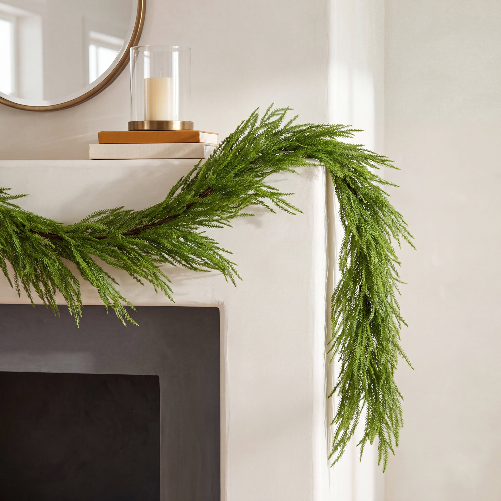 Pre-Lit Norfolk Pine Christmas Garland, 6'