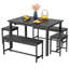 5-Piece Extendable Dining Table Set for 4-8 People, with 2 Benches & 2 Stools, Space Saving-1902234556-1902234555