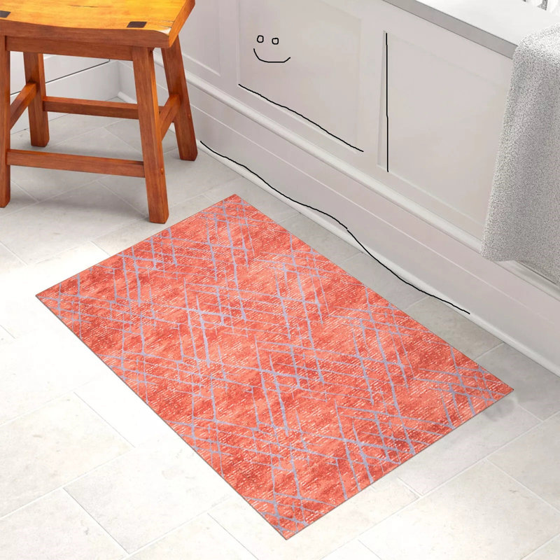 Alainah Geometric Indoor Doormat, Brick, 110 cm L x 60 cm W