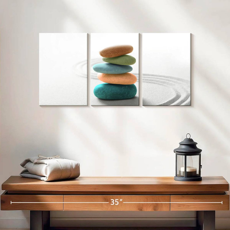  «Colorful Zen Stones», H 12 po x l 26 po