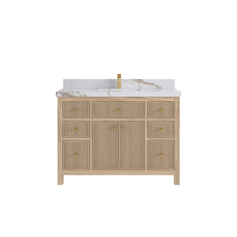 Teck de 48 po Sonoma X P 22 po De meuble-lavabo simple D Calacatta Nuvo Quartz, Or Calacatta