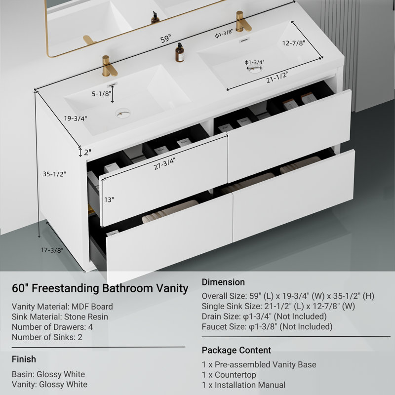 Meuble-lavabo autoportant Nona