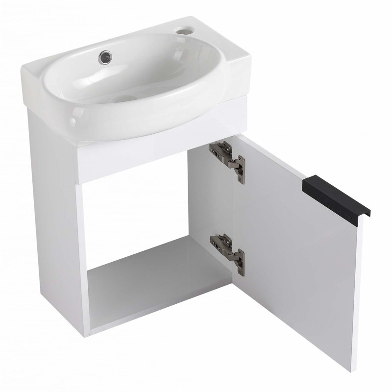 Petit meuble-lavabo 16 "avec lavabo, Blanc