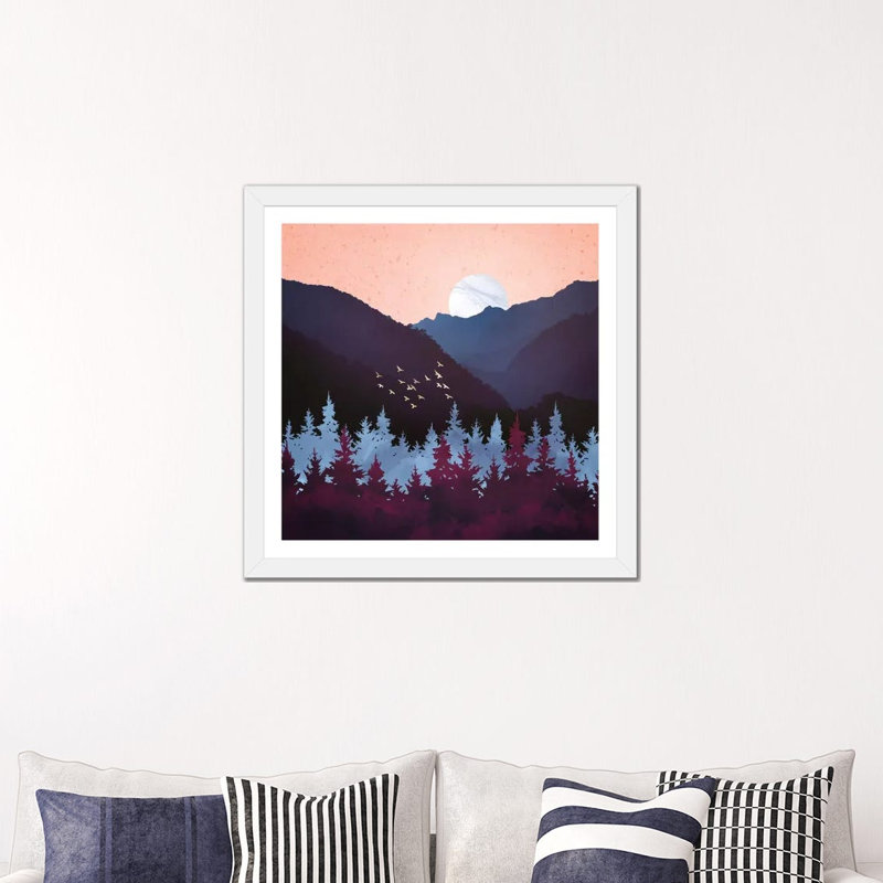 Mulberry Dusk - impression d'art graphique, Papier encadré blanc, Blanc, H 24 po x l 24 po x p 1 po