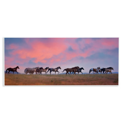 Wild Horses Running at Sunset Meadow by PHBurchett - Photograph Print