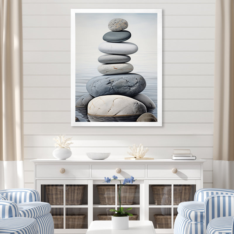 Dorier Beach Photo Harmonic Balance II, reproduction d'art sur toile, H 20 po x l 12 po x P 1 po, Cadre photo blanc