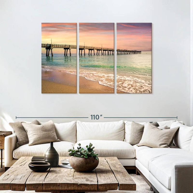 Aletra Beach Pier Sunrise South Florida, H 48 po x l 74 po