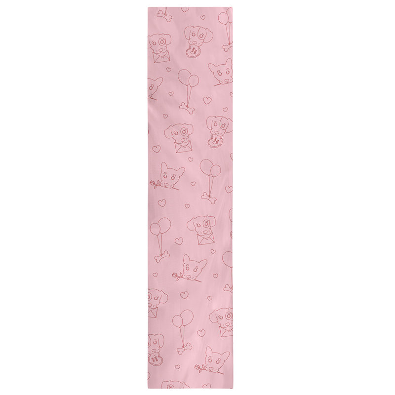 Chemin de table à la fête des chiens saint-valentin hol, L 90 po x l 16 po, Rose clair / rouge, Mélange de coton