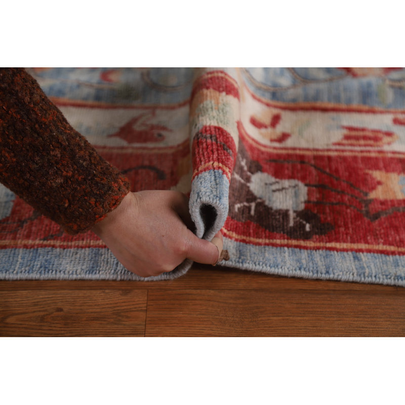Tapis de style oriental végétal noué à la main Art Deco 9 x 12