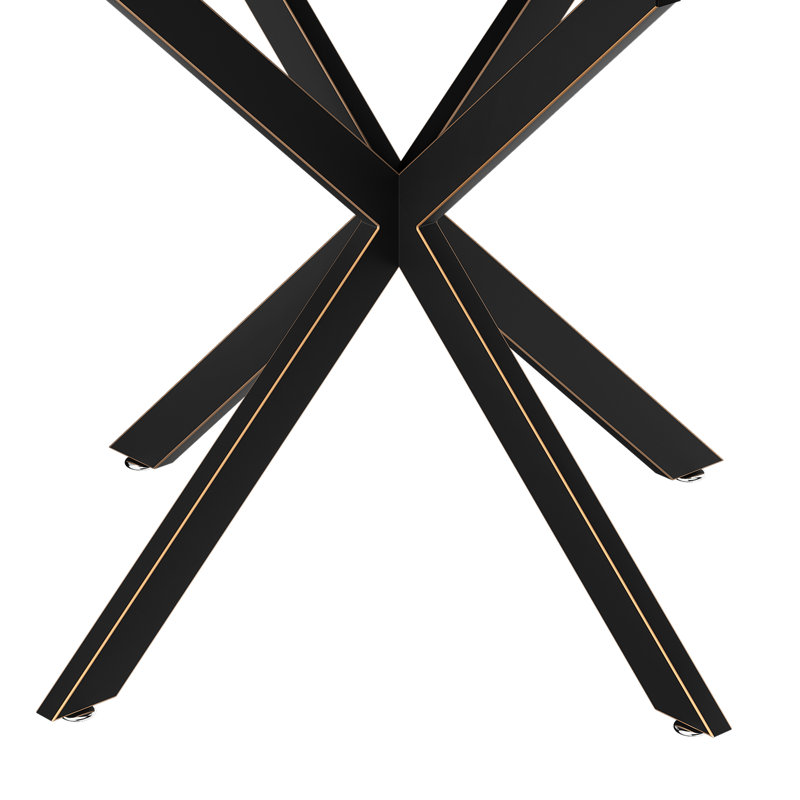 Round Dining Table Set, Small Kitchen Table and Chairs Set 36 inch Modern Metal Cross Base Dinner Table, 5