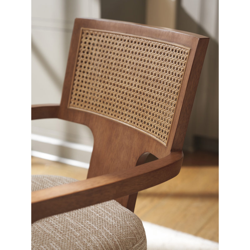 Chaise avec accoudoirs en polyester La Costa, Beige / Cannelle